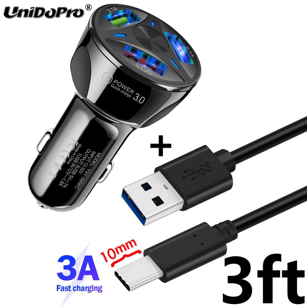 Car with 3ft Cable QC 3,0 ЕС AC Автомобильное зарядное устройство+ 10 мм наконечник тип C кабель для Blackview BV9100 BV9500 Plus P10000 BV9600 BV9000 BV7000 BV9700 BV9800 Pro - Тип штекера: Car with 3ft Cable