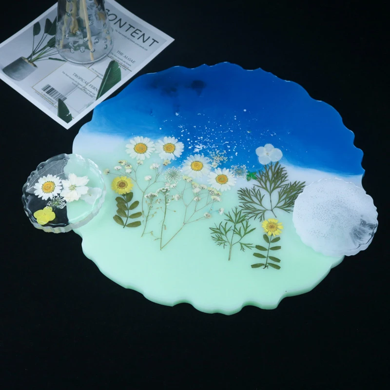 

Big Irregular Fruit Disc Big Plate Crystal Epoxy Resin Mold for DIY Crafts Handmade Round Tray Casting Silicone Mould