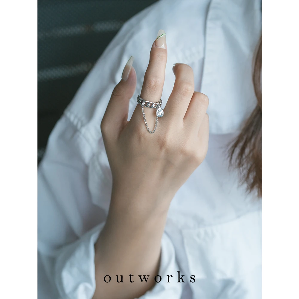 

Outworks 2021New Metal Chain Trendy Vintage Tassel Adjustable Fashion Luxury Unique Chain Ring For Women Girl Party Gift Jewelry