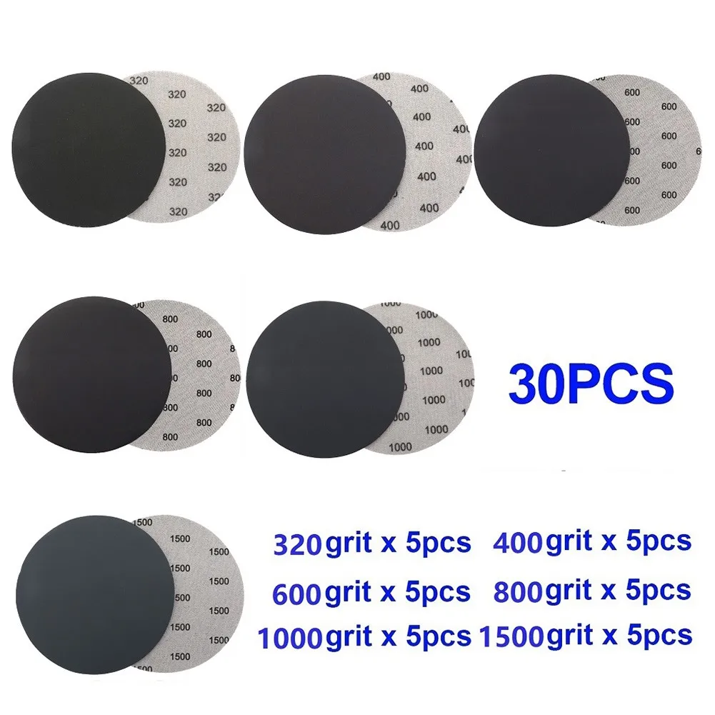 

Wood 30pcs 125mm Sanding Discs 320/400/600/800/1000/1500# Furniture Metal