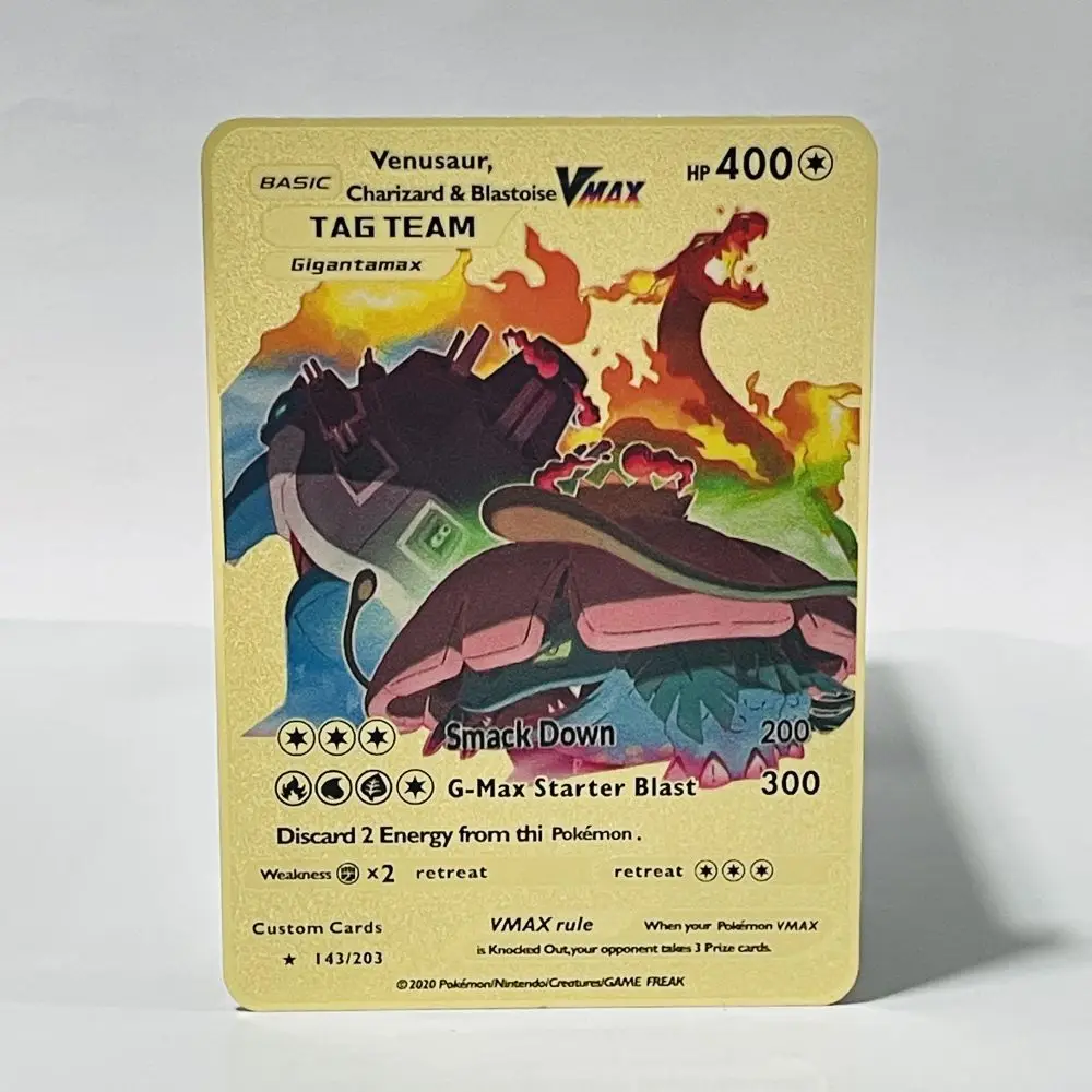 La &uacute;ltima etiqueta de juego de Pok&eacute;mon Vmax Gx, tarjeta de Metal brillante, drag&oacute;n que respira fuego, equipo de batalla A La Carta, serie, juguetes para ni&ntilde;os-1