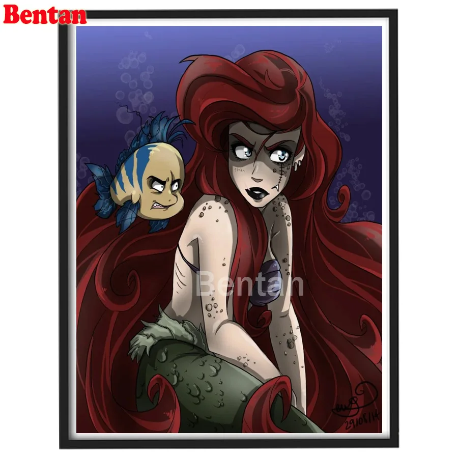 

Full Drill Square Diamond Embroidery Cartoon Mermaid Girl 5D Diamond Painting Mosaic Rhinestones Cross Stitch Handmade Gift