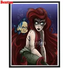 Полноформатная Алмазная вышивка, мультяшная девушка-Русалка 5D, Алмазная мозаика стразы, вышивка крестиком, подарок ручной работы