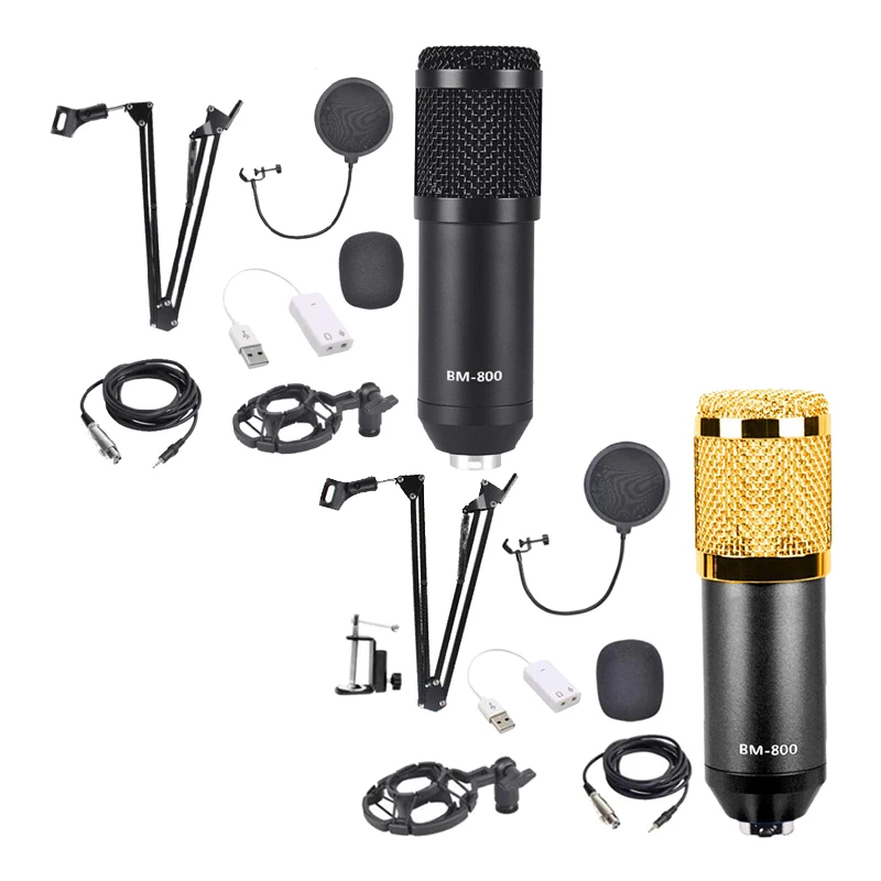 

Retail Condenser Microphone Bundle, BM-800 Mic Set for Studio Recording & Broadcasting