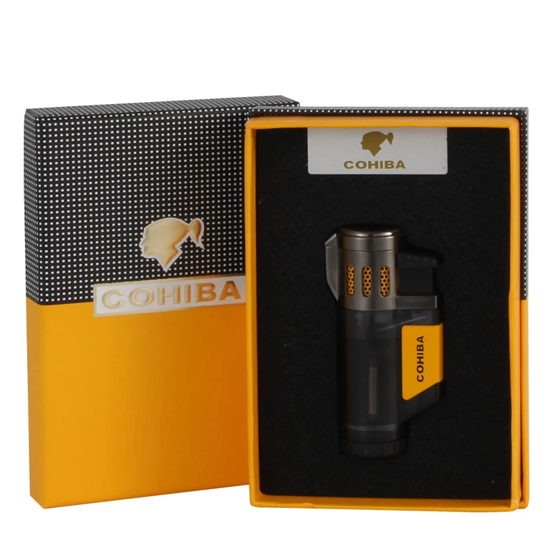 COHIBA многоразовая сигара легче чем газ бутан прикуриватель 3 фонарь Зажигалка