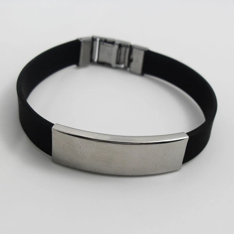 12 шт. простые черные силиконовые браслеты из нержавеющей стали оптовая продажа