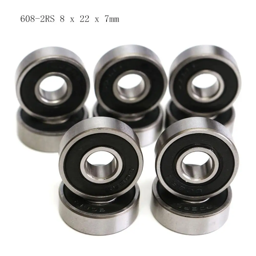 608-2RS 8 x 22 x 7mm 10 шт./компл. 608RS/608-2RS/693ZZ подшипник ABEC-5 скейтборд скутер 608 2RS шарикоподшипник миниатюрный 693ZZ роликовые подшипники комплект - Цвет: 608-2RS 8 x 22 x 7mm