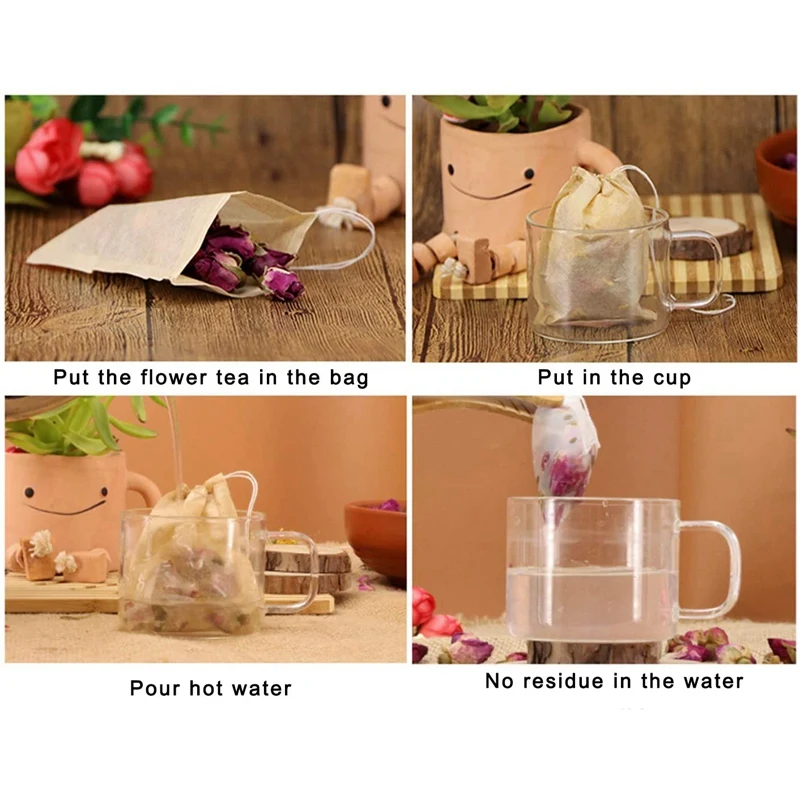 

600 Pcs Disposable Tea Filter Bags for Loose Tea,Drawstring Empty Bag for Loose Leaf Tea,with Natural Unbleached Paper