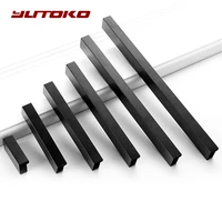 yutoko american style black cabinet handles 7 bar aluminum alloy kitchen cupboard pulls drawer knobs furniture handle hardware