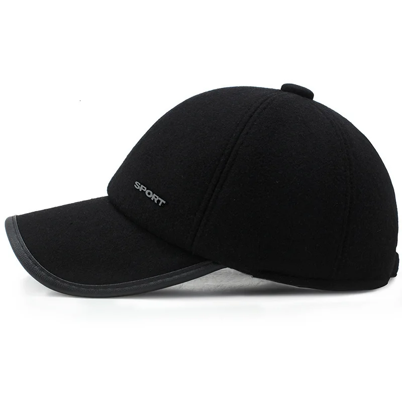 Теплая хлопковая Толстая Кепка Snapback Горячая зимняя бейсболка для мужчин с ушками мужские шапки для отца защита ушей