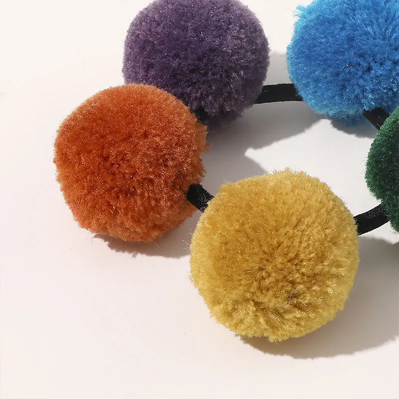 Милые резинки резинка для волос эластичная маленькие плюшевые с помпоном