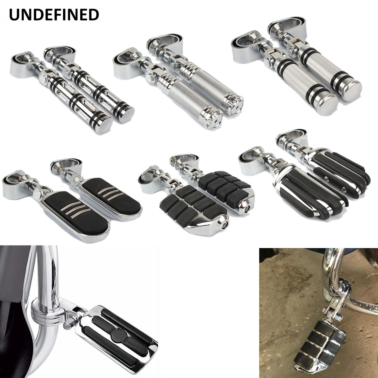 

Motorcycle Highway Pegs Pedal 1" 1.25" Crash Bar Clamp Mount Engine Guard Footpeg Footrests For Harley FLH for Honda Yamaha Bolt