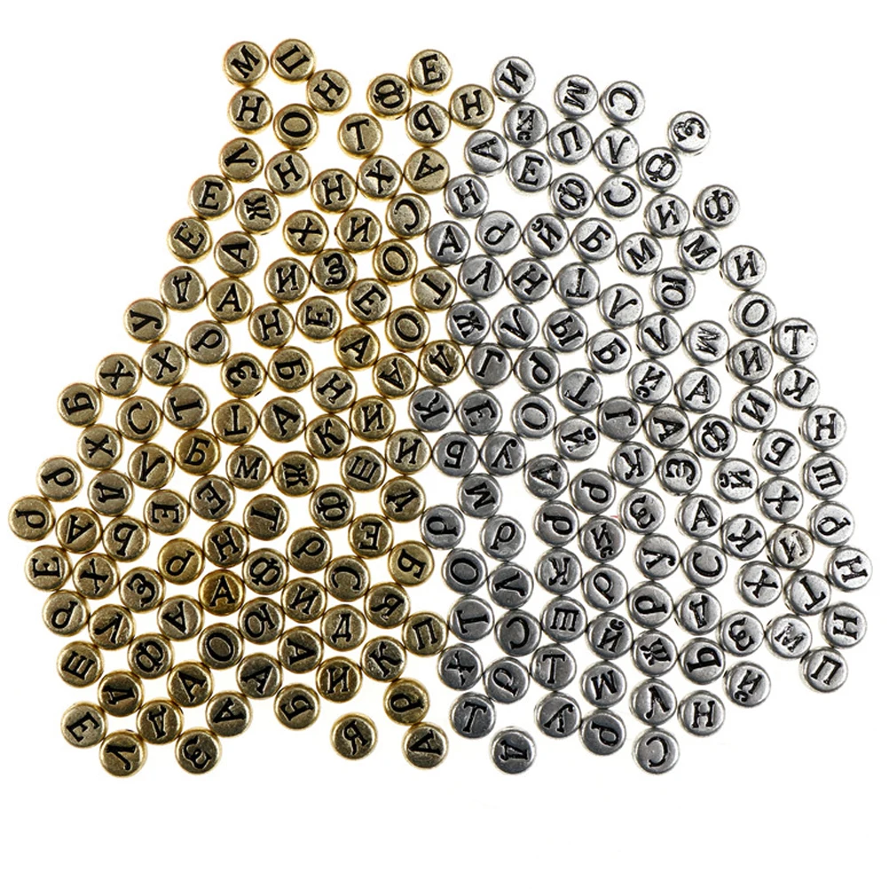 

100 шт./компл. плоские круглые бусины с буквами русского алфавита, акриловые бусины-разделители, для самостоятельного изготовления ювелирных...