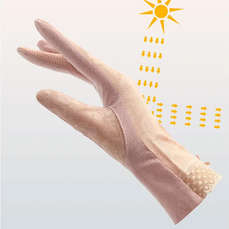 

Sexy Summer Women Anti-UV Sunscreen Short Sun Female Gloves Fashion Ice Silk Lace Driving Of Thin Touch Screen Lady Gloves