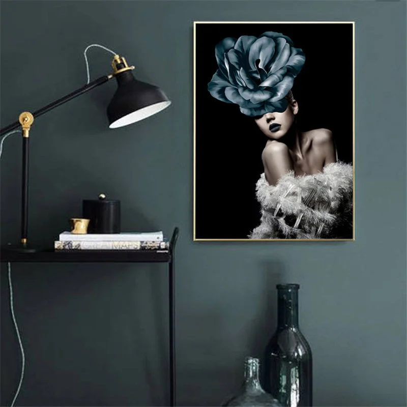 Скандинавские настенные художественные картины на холсте с цветочными