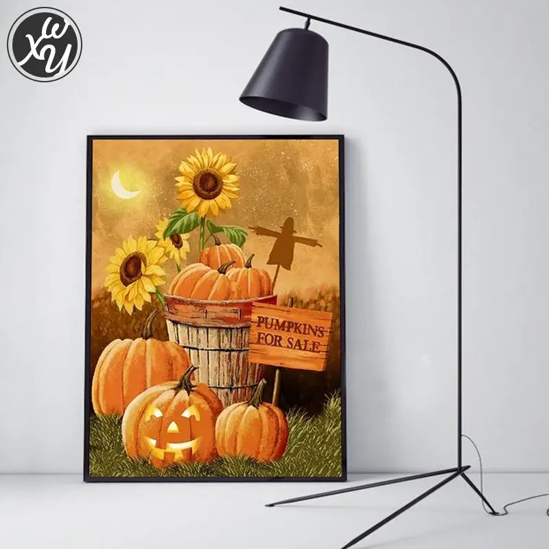 WEIWEI Diamond Embroidery Thanksgiving 5D Diy Handmade Gift Pumpkin Painting Cross Stitch Mosaic Rhinestones Kits Decor | Дом и сад