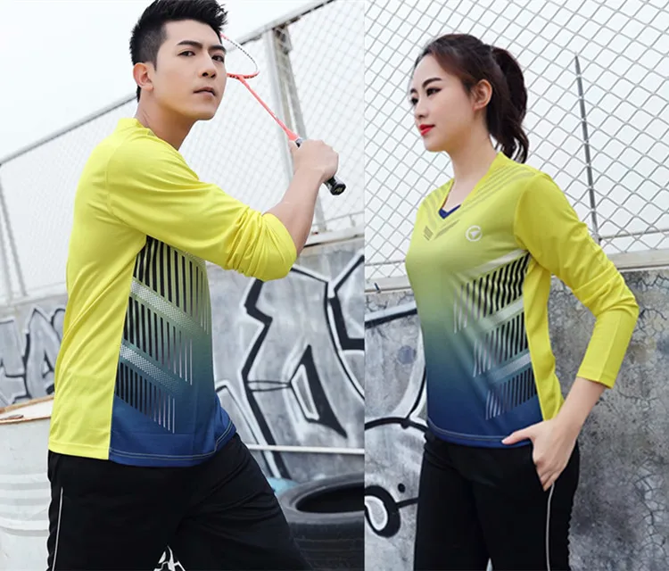 High Quality Women& Men Long Sleeve Tennis Shirts Pants Tracksuits Autumn Badminton Set Table Tennis Uniform Sports Kit Custom