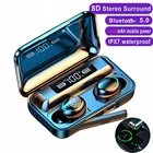 Беспроводные наушники TWS Bluetooth 5,0, беспроводные наушники 2000 мАч, зарядное устройство с микрофоном, спортивная водонепроницаемая гарнитура, наушники