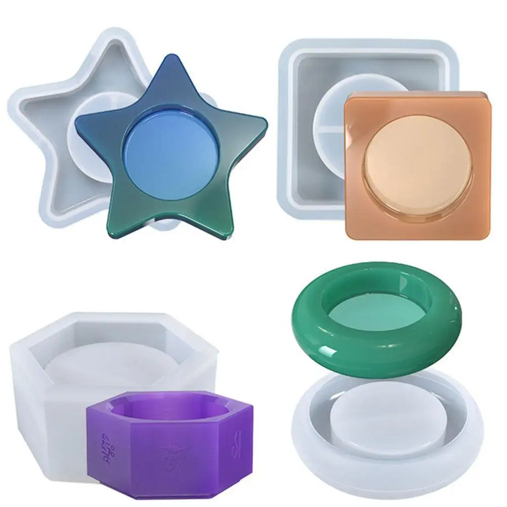 

Candle Holder Mold Resin Silicone Mold Star Candlestick DIY Epoxy Resin Home Decoration Candle Container Cushion