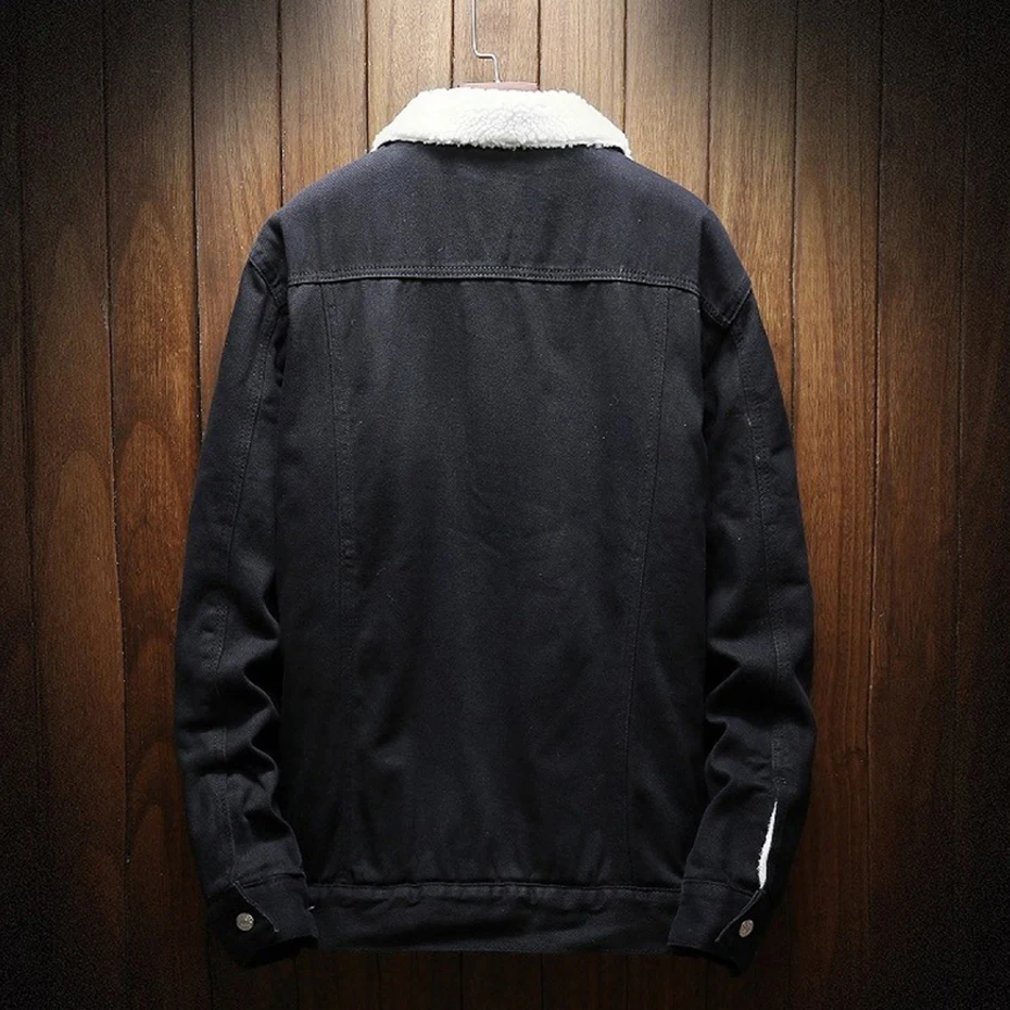 Джинсовая куртка Sherpa Мужская Толстая флисовая зимняя синяя джинсовая модная