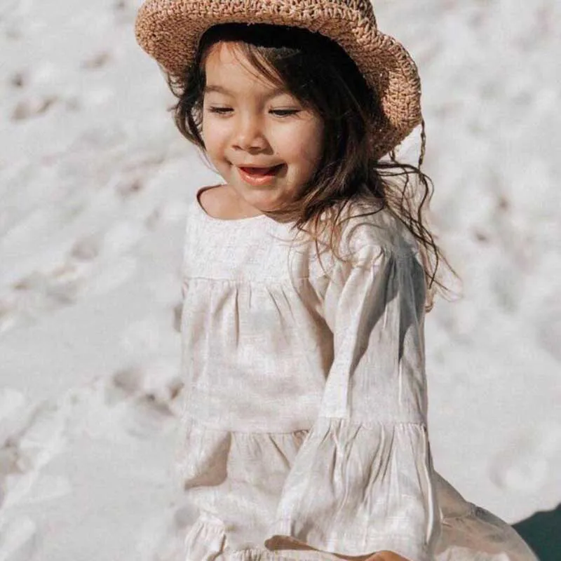 Женское льняное платье MILANCEL с расклешенным рукавом летнее для девочек 2020 |