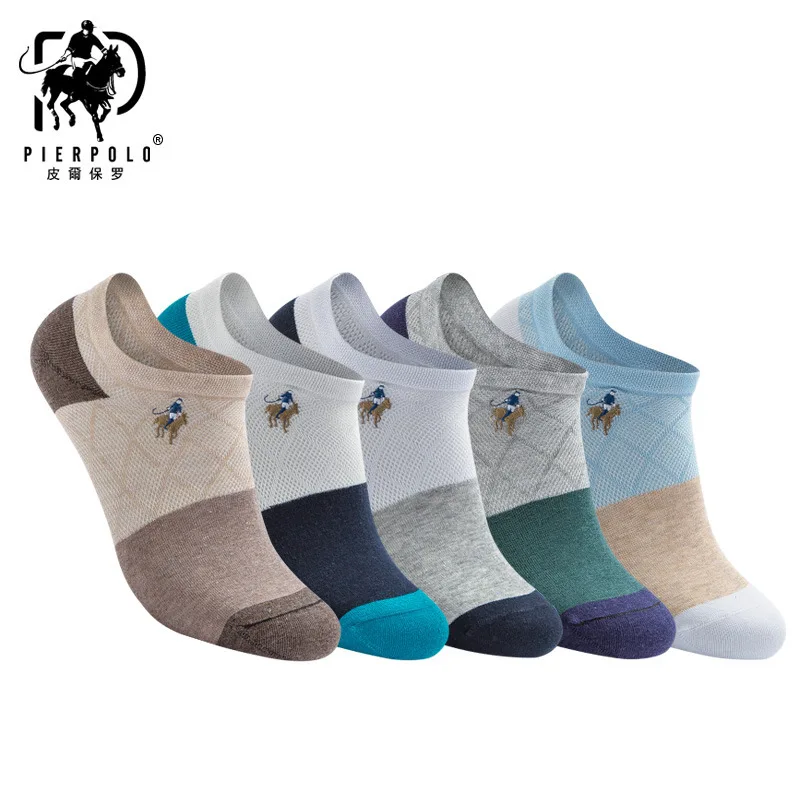 

5Pairs/Lot Summer Business Casual Gentlemen Embroidery Ankle Male Socks High Quality Pier Polo Brand Cotton Men Socks Wholesale