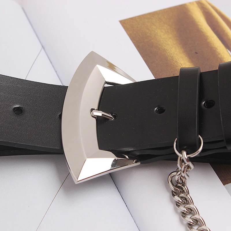 

[EAM] Pu Leather Black Irregular Split Joint Long Belt Personality Women New Fashion Tide All-match Spring Autumn 2021 1Z796