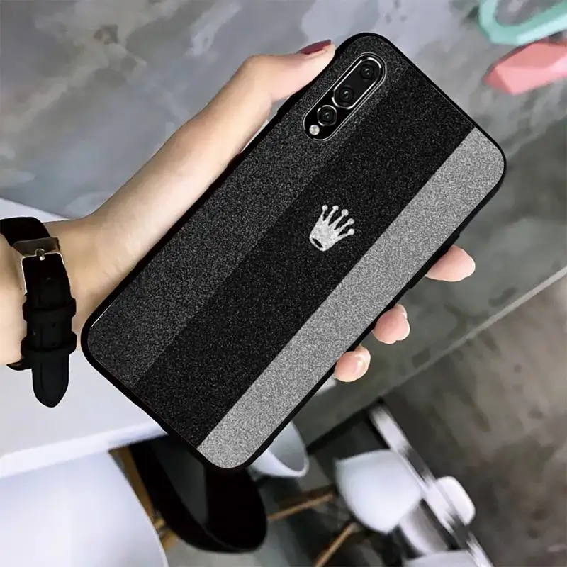 

Watch Crown Logo Phone Case For Huawei G7 G8 P7 P8 P9 P10 P20 P30 Lite Mini Pro P Smart Plus Black Soft TPU Cove Fundas