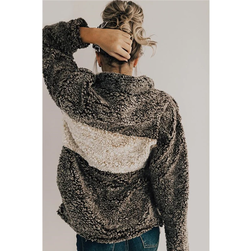 

Hirigin Faux Fur Coat Women 2018 Autumn Winter Warm Soft Zipper Fur Jacket Female Plush Overcoat Pocket Casual Teddy Outwear