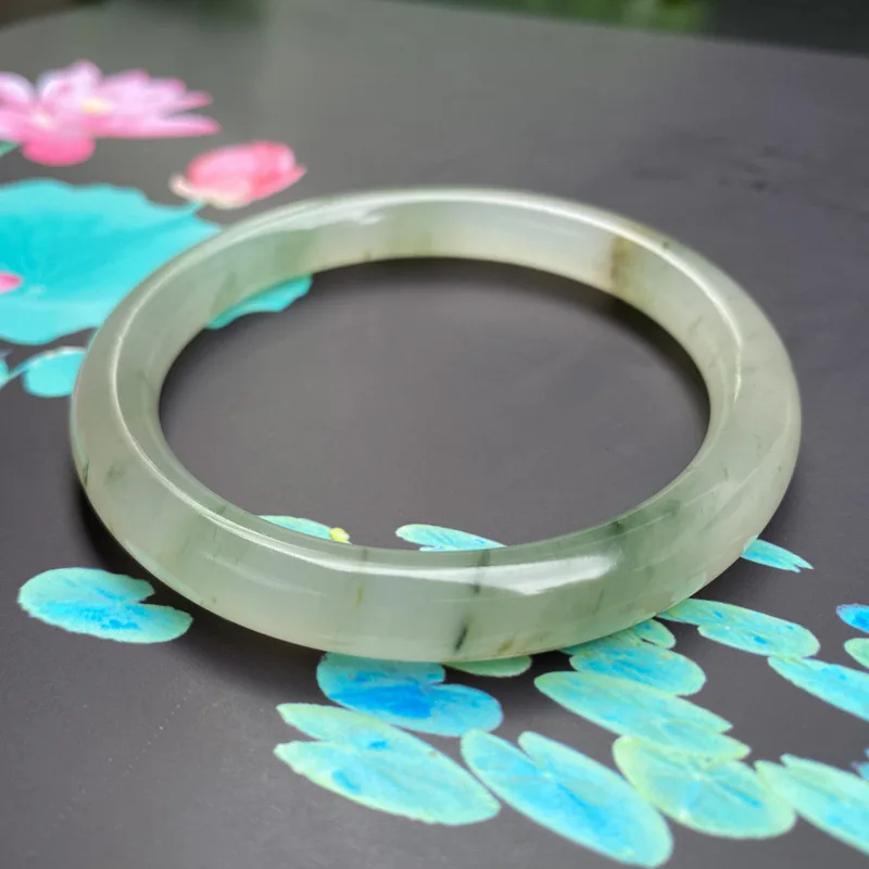 

Natural round green jade bracelet bangle women real gold hetian green jade bangles jade jewelry jadeite jade jewelry
