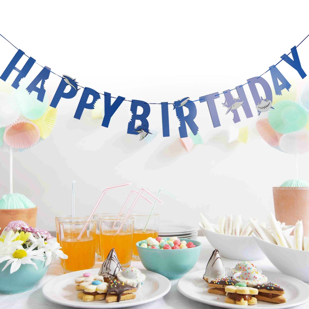 Фотофон с изображением акулы бумажный баннер для детей на день рождения 3 28 ярдов