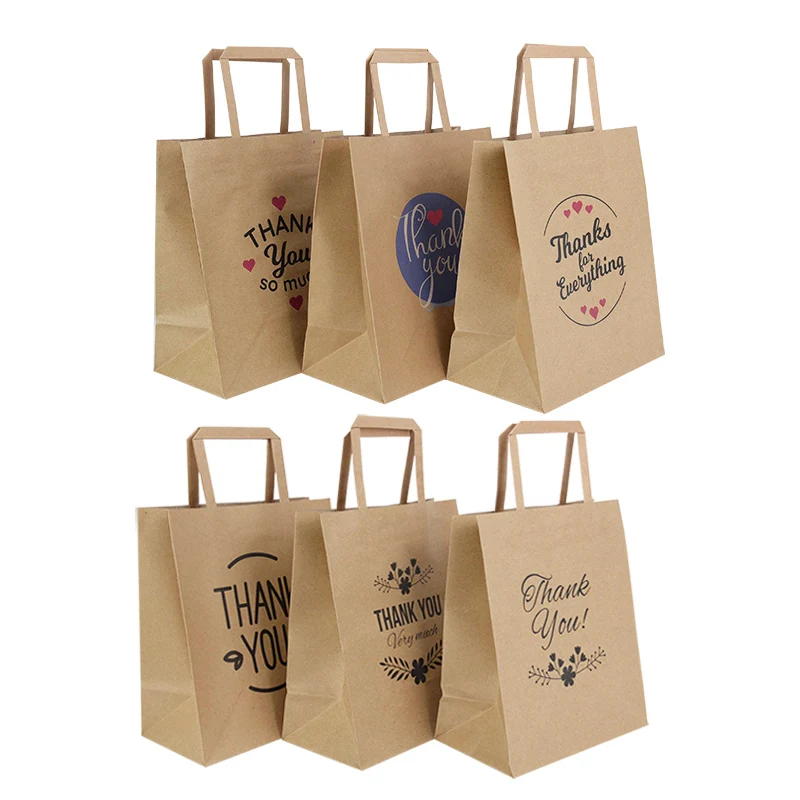 

5Pcs Gift Bags Thank You Kraft Paper Bags with Handles Recyclable Paper Bags for Shopping Retail,Wedding Birthday Present Bag
