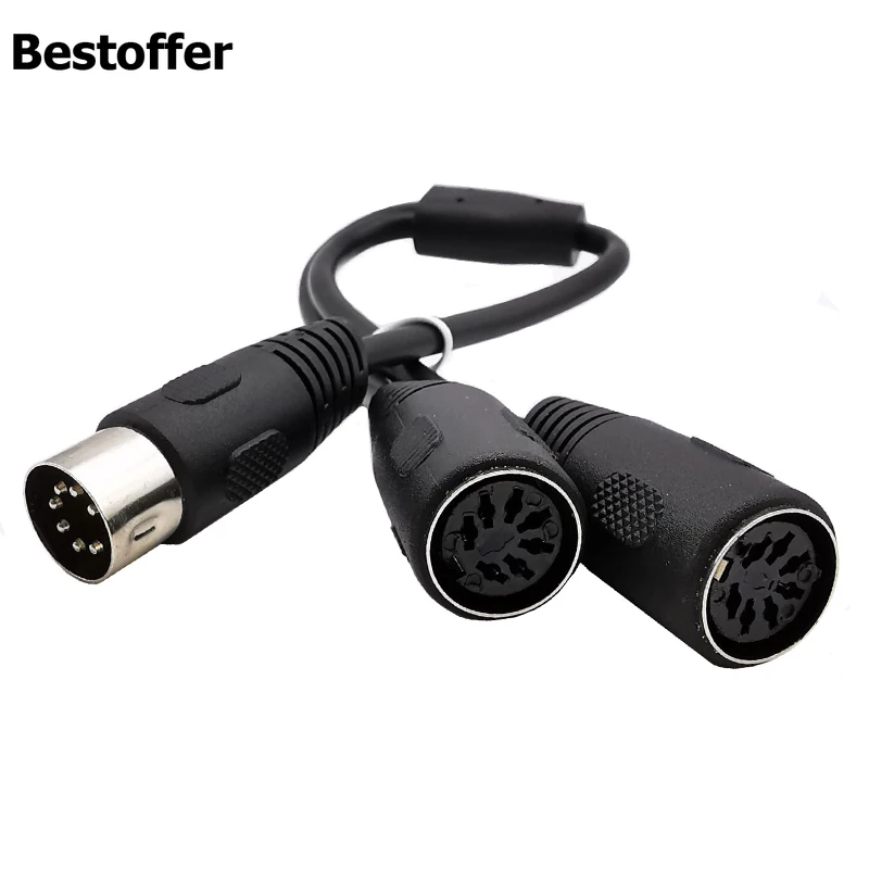 

50CM MIDI DIN 7 PIN 1Male to Dual 2Female Splitter Y Adapter Cable Used for Signal Transmission
