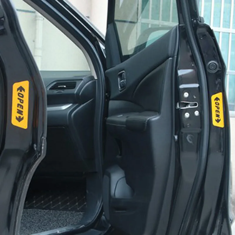 4Pcs/set Auto Stickers Reflective Tape Car Door OPEN Warning Sign Safety Tips Notice Decals Accessories Exterior | Автомобили и