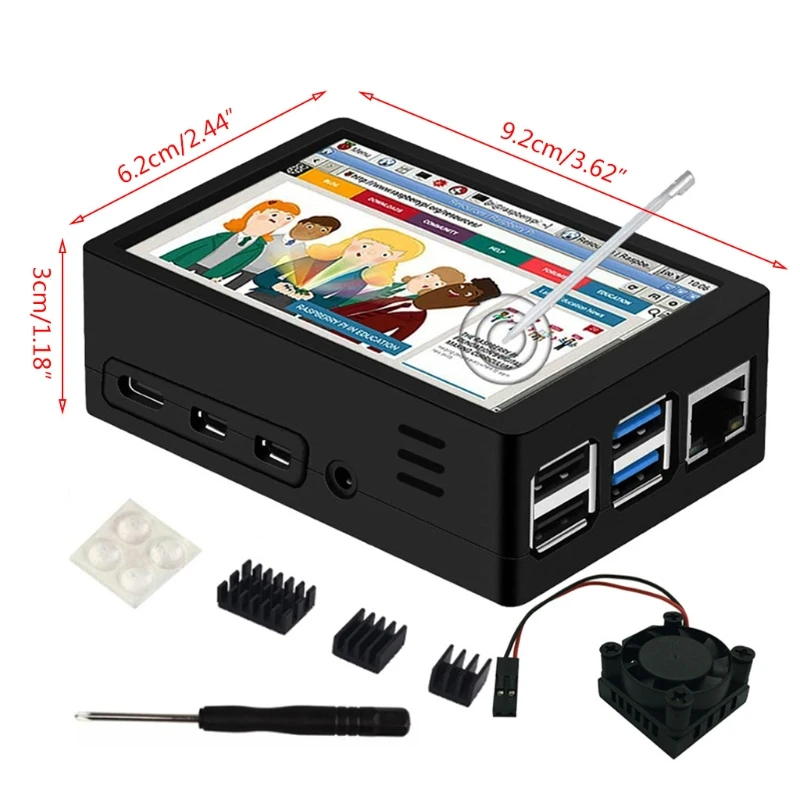 

1XCB Raspberry Pi 4 Touchscreen, 4 inch 60+fps 800x480 Resolution Raspberry Pi Touchscreen with Cooling Fan and Case