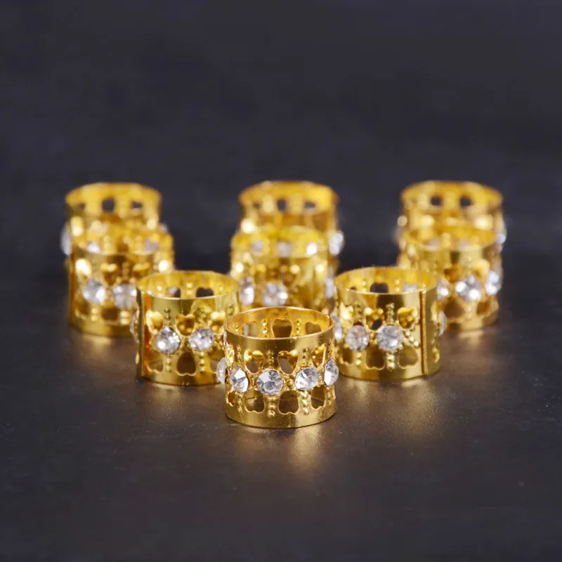 Бусины для косичек золотых стразы регулируемые 10/20 шт.|Заколки плетения кос| |