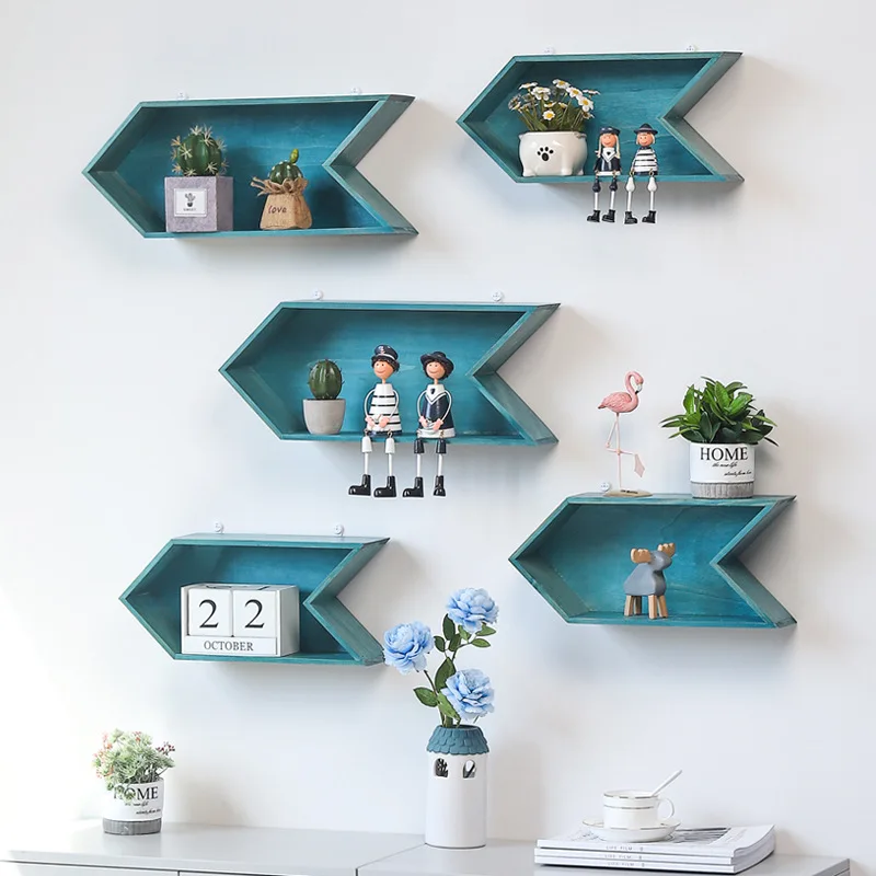 Европейские ретро полки для хранения из твердой древесины креативный настенный