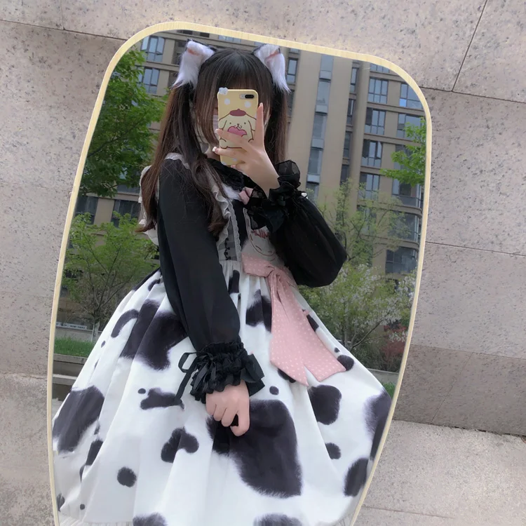 Блузка женская шифоновая в японском стиле милая рубашка с кукольным воротником