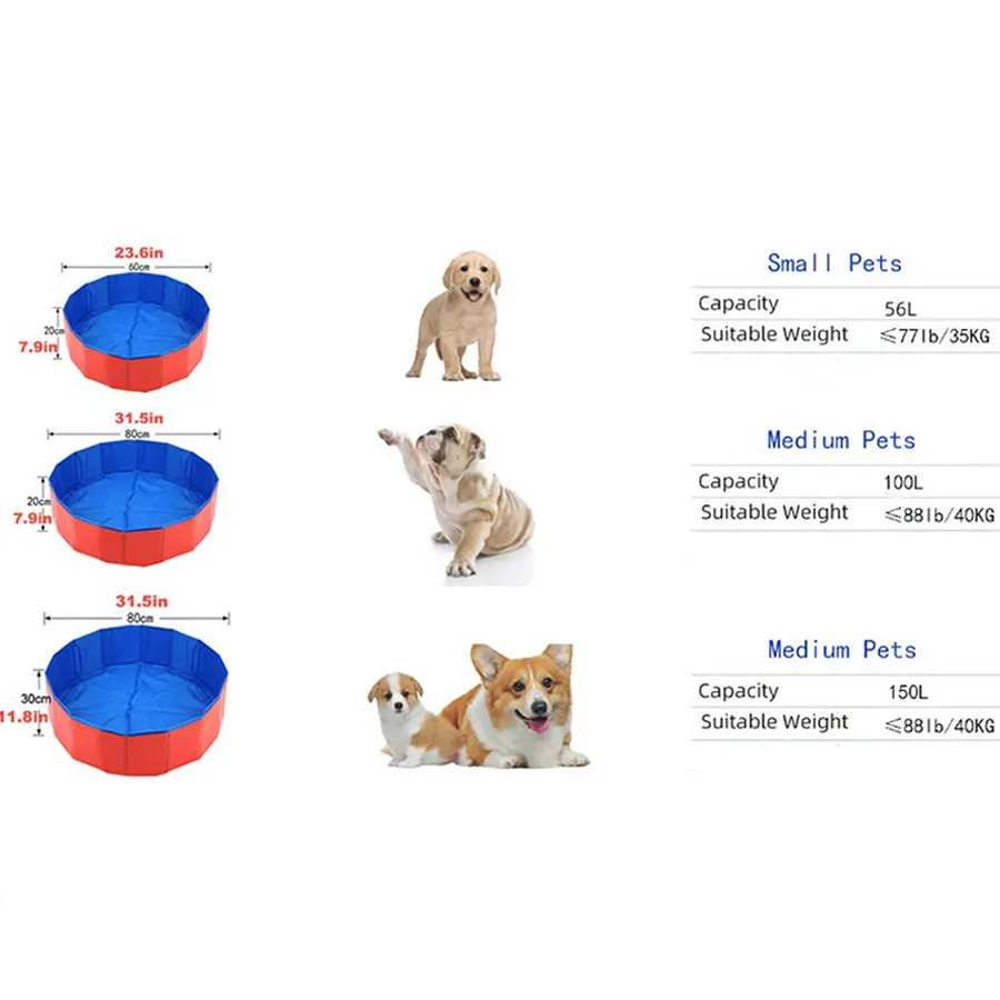 

Foldable Dog Pool Portable Puppy Swimming Pools Leakproof Above Ground Bathtub For Small Medium Large Dogs Pets Supplies