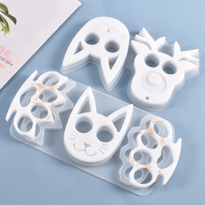 

DIY Crystal Epoxy Mold Fun Fist Button Cat Face Silicone Mold
