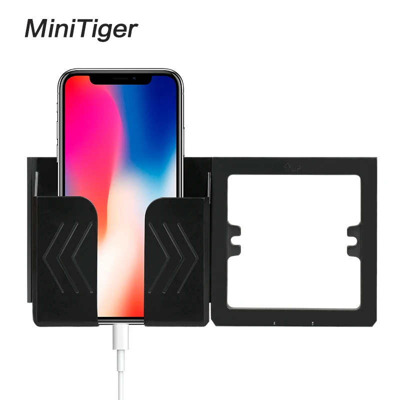 minitiger black grey wall socket phone holder smartphone accessories stand support for mobile phone one two phone holder free global shipping