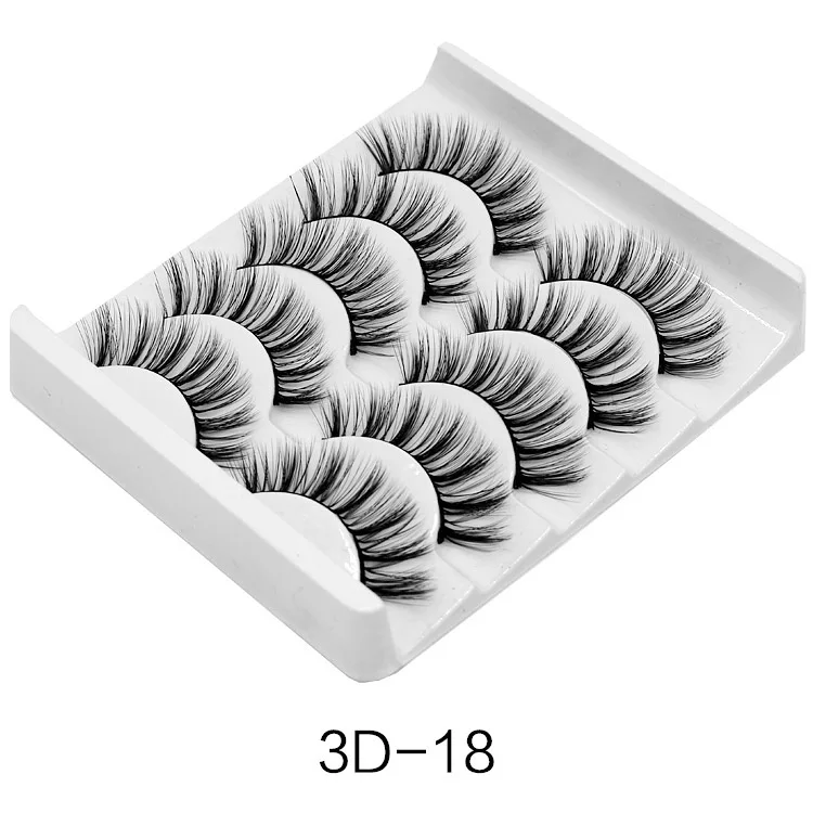 3D-18 Целлюлозность 5 пар 3D норковые волосы Накладные ресницы натуральные/толстые длинные ресницы для глаз Wispy макияж инструменты для наращивания красоты - Цвет: 3D-18