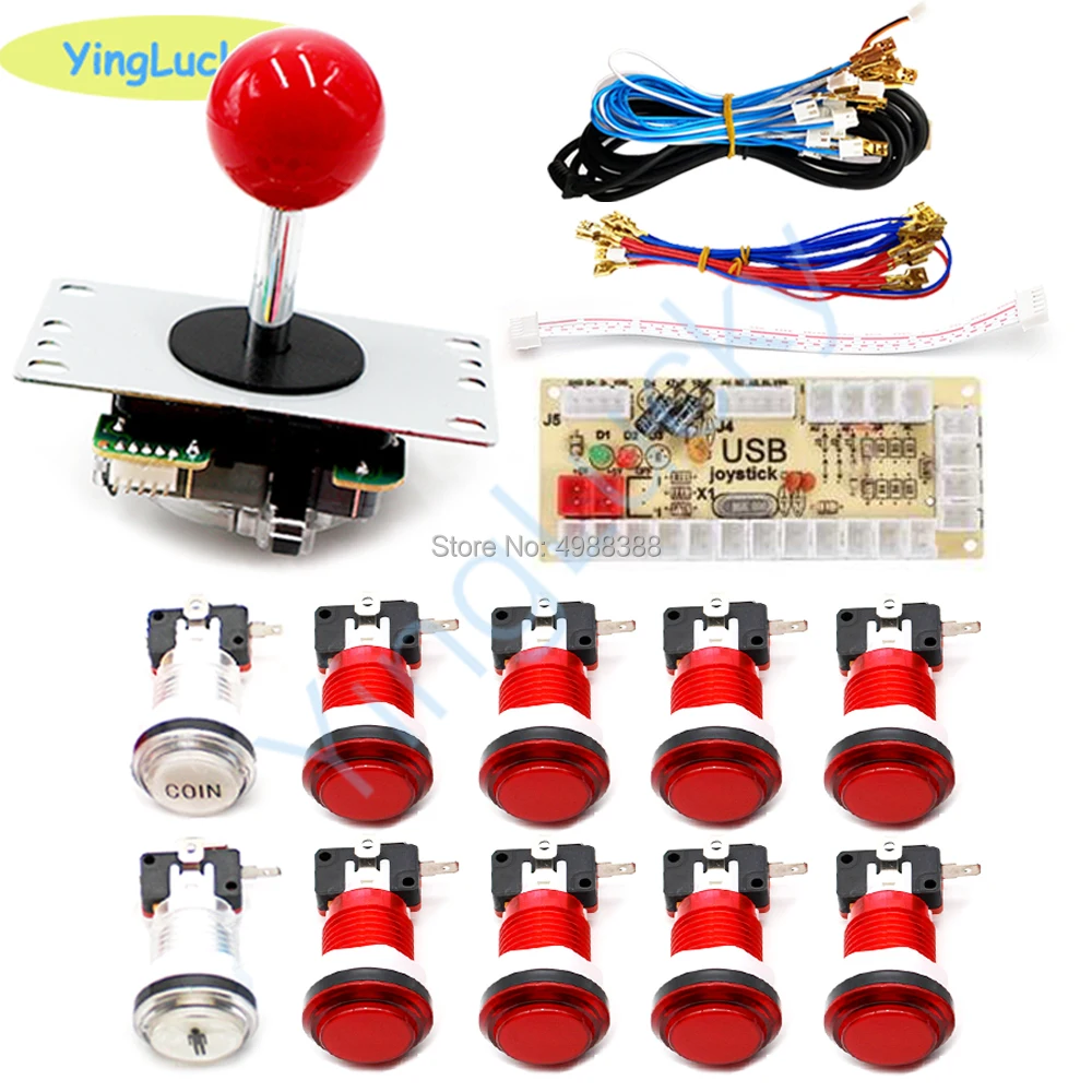 Игровой набор сделай сам аркадные джойстики с 10 светодиодный ными кнопками + 1