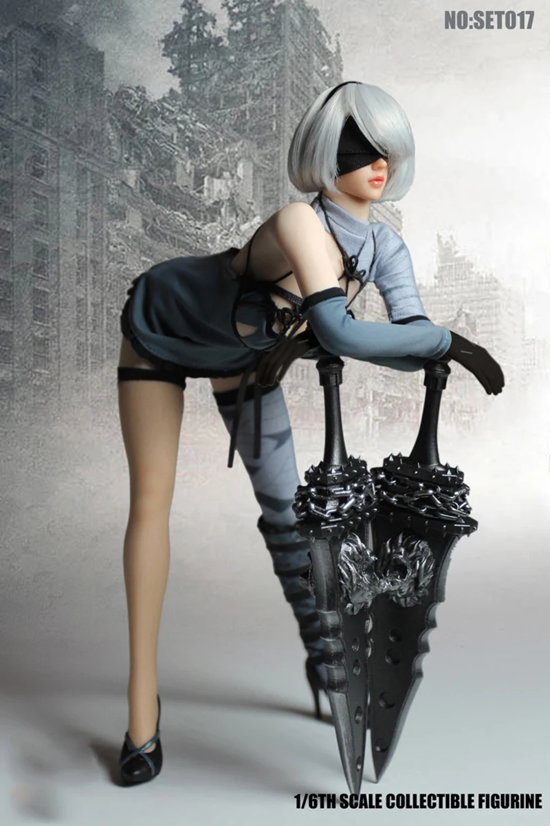 Сексуальные PS4 игры 1/6 NieR Automata 2B YoRHa No. 2 Тип B Девушка с головой лепки и Одежда