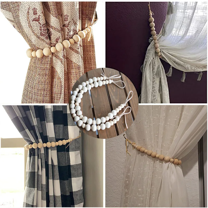 

2 Pieces Handmade Beaded Curtains with Tassels Curtain Accessories Home Party Home Decoration Accessories