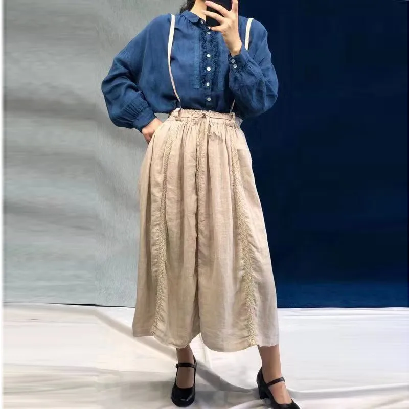 

Johnature 2021 New Vintage Linen Loose Womens Tops And Blouses Spring Autumn Solid Color Button Female Shirts