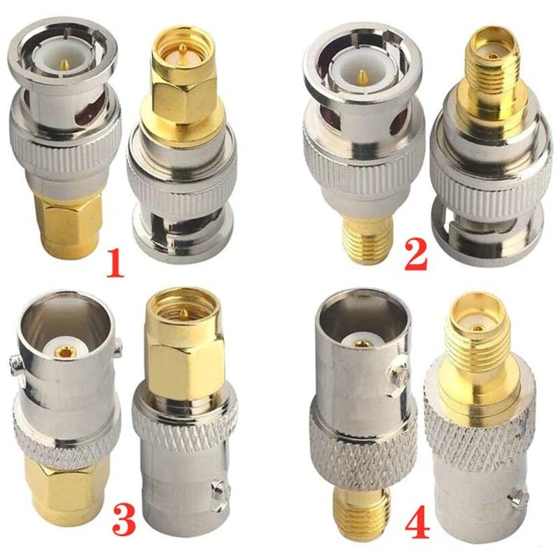 Коннектор JX 2 шт. RF адаптер BNC-SMA BNC Мужской Разъем никелирование к SMA Гнездовой разъем позолоченный Разъем RF разъем прямой