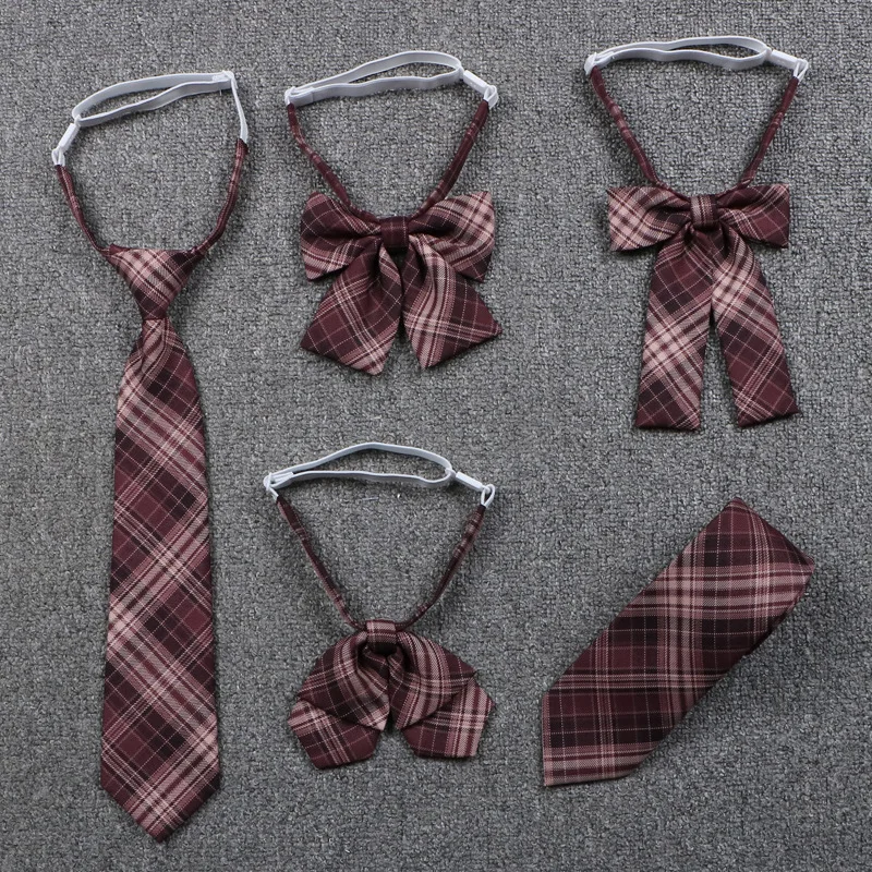 

2020 Jk Uniform Red Lattice Bow Tie Cute Japanese/korean School Uniform Accessories Bowtie Design Knot Cravat Necktie Adjustable