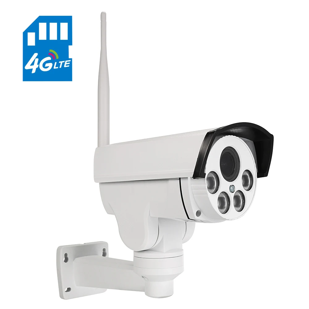 Дешево Наружная камера Sony 2MP 5MP 4G SIM IP PTZ 5X 10X оптический зум панорамирование наклон Беспроводная аудио SD карта