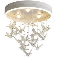 modern creative led ceiling light nordic iron fixture childrens room bedroom dining room novel acrylic bird lighting fixtures